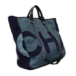 Chanel Straw Chain Blue 2WAY Shoulder Bag
